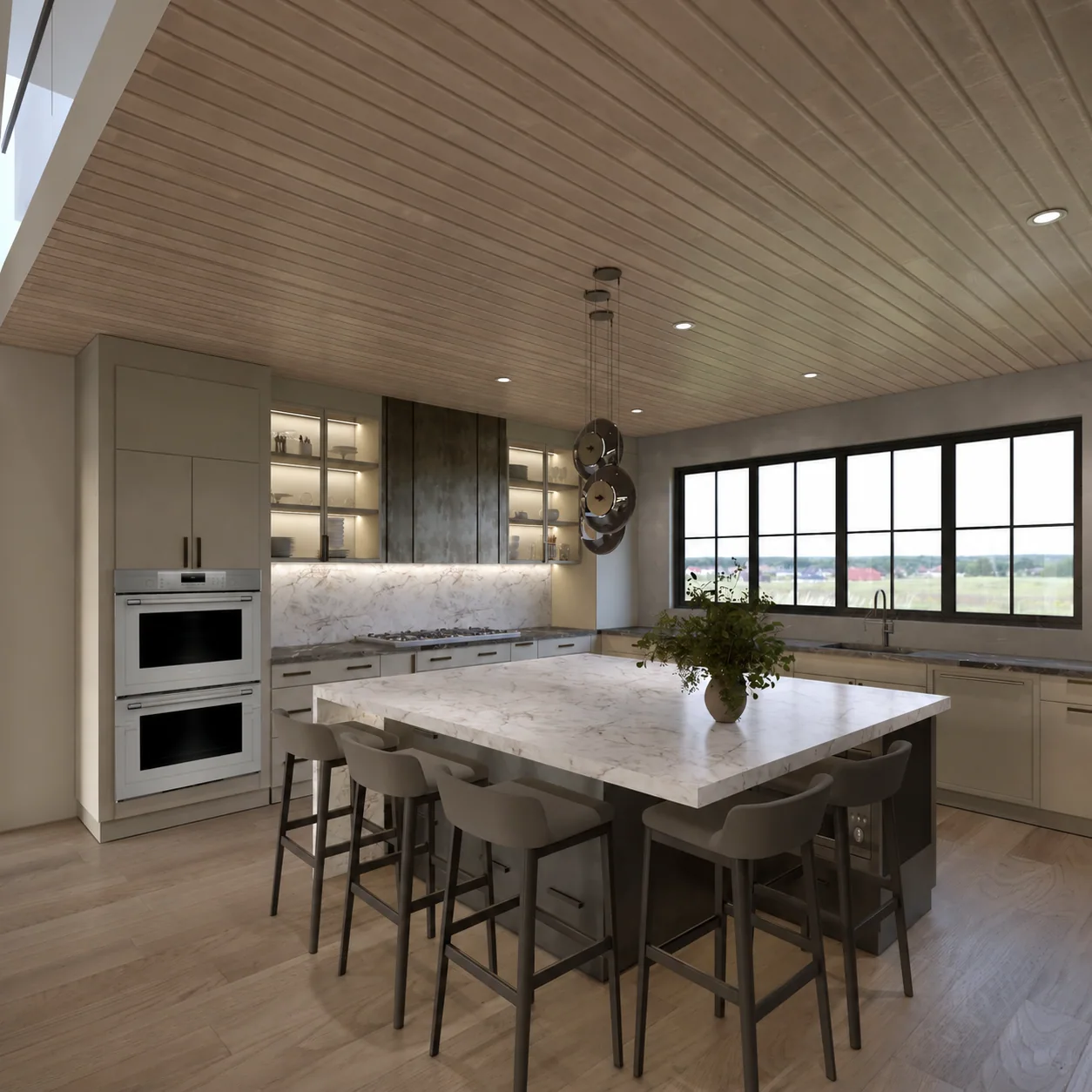 Architectural rendering of quartzite kitchen island
