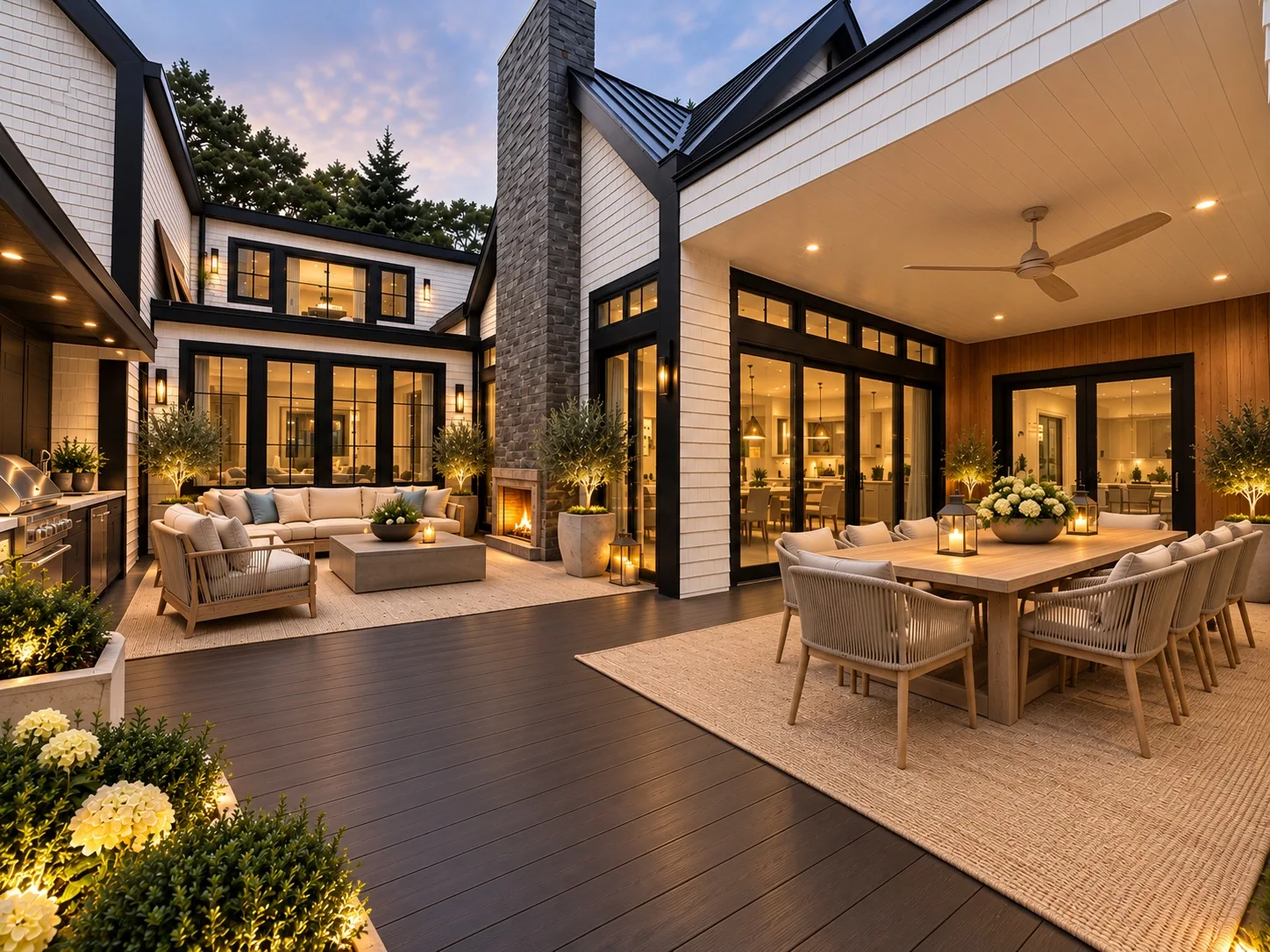 Outdoor entertaining and covered dining terrace rendering